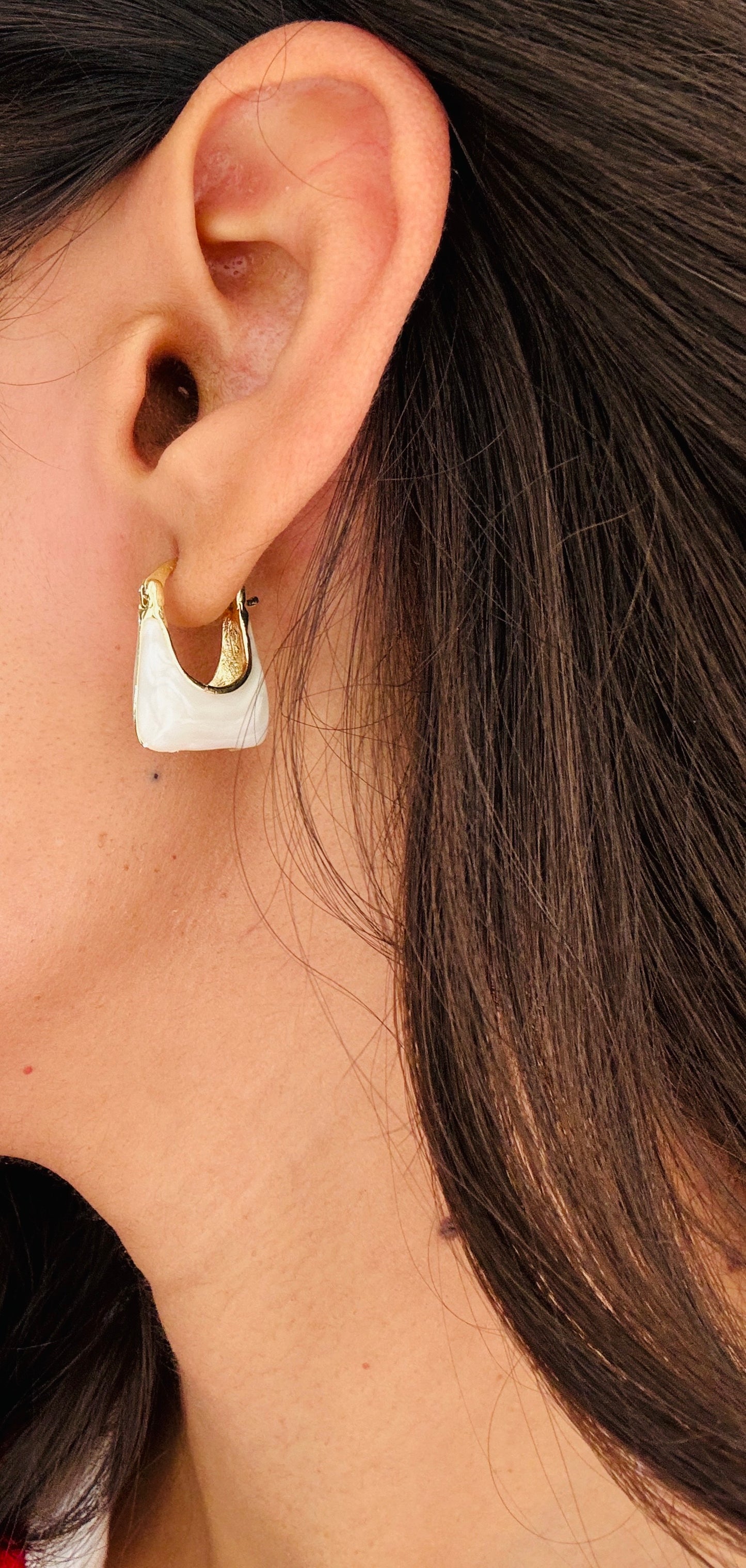 Elegant Pearl White Square Earrings