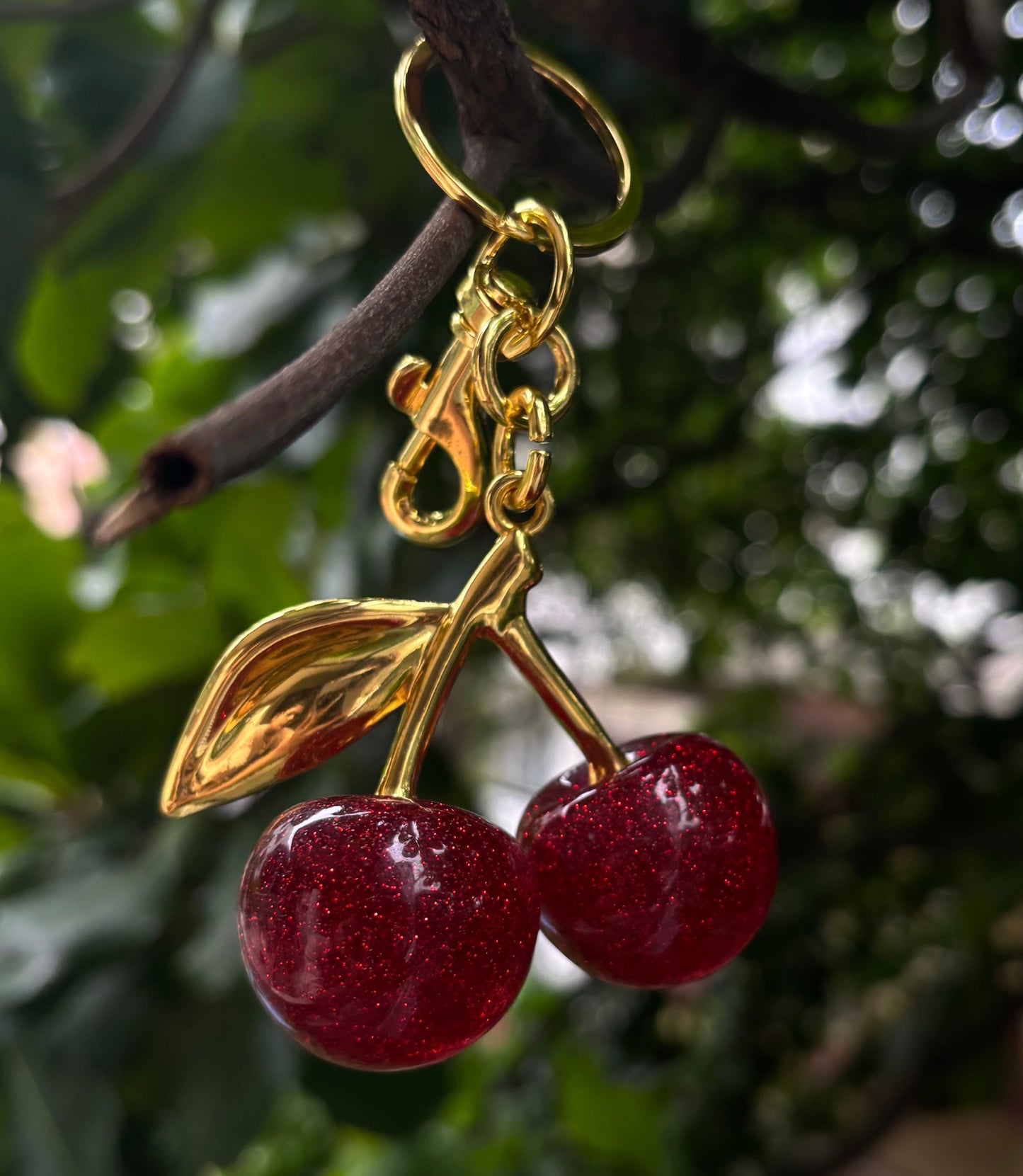 Cherry charm keychain